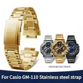 Bracelet boucle tortue solide en acier inoxydable noir doré 16mm pour mol G-Shock GM-110 GA-110GB