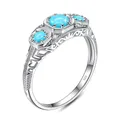 Szjinao – bague en argent 925 Turquoise avec 3 pierres réelles cadeau d'anniversaire de mariage