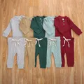 Vêtements pour bébé fille et garçon de 0 à 3 mois 2 pièces body et pantalon à col rond couleur