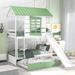 Funny designed Twin over Twin Size House Bunk Bed with Convertible Slide and Trundle