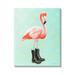 Stupell Industries Stylish Pink Flamingo Black Boots Geometric Pattern Graphic Art Gallery Wrapped Canvas Print Wall Art Design by Amelie Legault