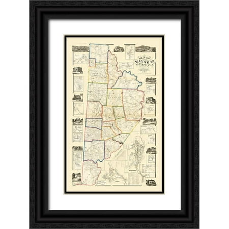 Converse 13x18 Black Ornate Wood Framed with Double Matting Museum Art Print Titled - Wayne County Pennsylvania - Converse 1860