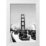 Vintage San Francisco 11x14 White Modern Wood Framed Museum Art Print Titled - The Golden Gate Bridge San Francisco CA