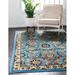 Unique Loom Cape Cod Espahan Rug Blue/Black 4 1 x 6 1 Rectangle Floral Traditional Perfect For Living Room Bed Room Dining Room Office