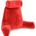 Husband Pillow Medium Red Backrest for Kids Teens Petite Adults - Reading Pillows With Arms Adjustable Loft Plush Memory Foam Bed Rest Chair for Sitting Up Detach Neck Roll Removable Cover