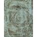 Ahgly Company Indoor Rectangle Abstract Dark Sea Green Abstract Area Rugs 5 x 7