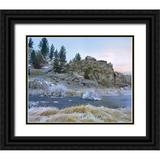 Fitzharris Tim 31x26 Black Ornate Wood Framed with Double Matting Museum Art Print Titled - Hot Creek Hot Springs near Mammoth Lakes-California