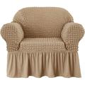 Subrtex 1-Piece Seersucker Sofa Slipcover Skirt Stretch Couch Cover (Armchair Oatmeal)
