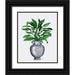 Fab Funky 12x14 Black Ornate Wood Framed with Double Matting Museum Art Print Titled - Chinoiserie Vase 2 With Plant