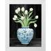 Jacobs Cindy 19x24 White Modern Wood Framed Museum Art Print Titled - Blue and White Tulips Black I