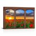 Visual Art Decor Canvas Wall Art Window View Landscape Poster Sunset Red Poppy Flower Field Nature Wilderness Photography Print Modern Framed Artwork Picture for Living Room Bedroom Office 16 x 24