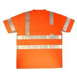 Cordova V430L Cor-Brite Type R Class III Orange Birdseye Mesh T-Shirt Short Sleeves Chest Pocket 2-Inch Silver Reflective Tape Large