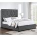 Everly Quinn Oshinsky Queen Low Profile Panel Bed Upholstered/Polyester in Black/Brown/Gray | 60.25 H x 81.75 W x 87.75 D in | Wayfair