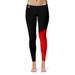 Women's Black/Red South Dakota Coyotes Letter Color Block Yoga Leggings