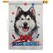 Breeze Decor Patriotic Siberian Husky 2-Sided Polyester 40 x 28 in. House Flag in Black/Blue/Red | 40 H x 28 W in | Wayfair