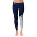 Women's Navy/Gray Wisconsin Stout Blue Devils Letter Color Block Yoga Leggings