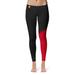 Women's Black/Red Ferris State Bulldogs Plus Size Letter Color Block Yoga Leggings