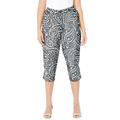 Plus Size Women's Liz&Me® Chino Tab Capri by Liz&Me in Black Stencil Paisley (Size 26 W)