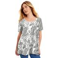 Plus Size Women's Short-Sleeve Swing One + Only Tee by June+Vie in Pearl Grey Marble (Size 22/24)
