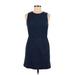 BB Dakota Casual Dress - Sheath Crew Neck Sleeveless: Blue Print Dresses - Women's Size 6