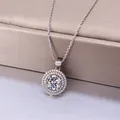 Collier pendentif Moissanite brillant rond pour femme argent regardé 925 2 carats document D