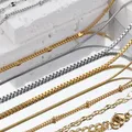 Lot de 5 chaînes en acier inoxydable boîte de 1mm 1.5mm 2mm chaîne Rolo Link Long collier cubain