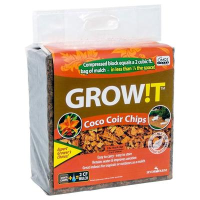 Hydrofarm GROW!T JSCC2 Organic Coco Coir Tropical Planting Mulch Chips, 2 Cu Ft - 9.88