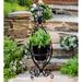 Red Barrel Studio® Antiqued Wrought Iron w/ Solar Light Elevated Planter Metal in Black | 40 H x 17 W x 17 D in | Wayfair