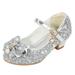 JDEFEG Toddler Girl Swim Shoes Toddler Little Kid Girls Dress Pumps Glitter Sequins Princess Bowknot Low Heels Party Dance Shoes Rhinestone Sandals Hills Sandals for Girls Pu Grey 25