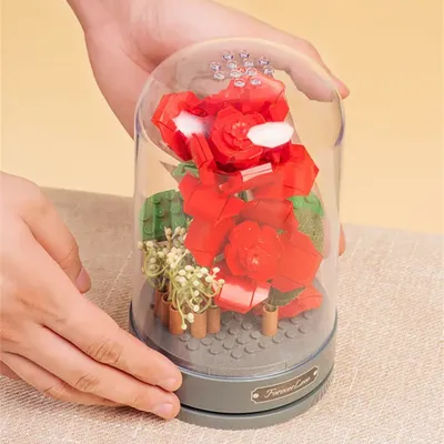 Boîte à musique romantique en forme de rose pour petite amie fleur bricolage bâtiment nuits