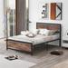 Full Size Metal Platform Bed with Wood Headboard&Footboard, No Box Spring Needed, Easy to Assemble