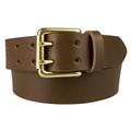 38-42 inch (L), Brown, Solid Brass Double Prong Buckle, Mens Quality 1.5" Wide Leather Belt Made In UK