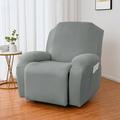 Fashnice Stretch Slipcover Recliner Armchair Cover Plain Couch Cover Elastic Furniture Protector Light Gray 2 Seat
