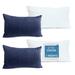 Nestl Plush 2 Pack Solid Decorative Microfiber Rectangle Throw Pillow Cover with Throw Pillow Insert for Couch Royal Blue 12 x 20