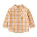 JDEFEG Top Pack Toddler Kids Baby Boys Shirts Button Western Shirts Boys Outfit Toddler Buffalo Plaid Shirts for Spring Summer Boys Long Sleeve Shirts Under 100 Cotton Orange 80