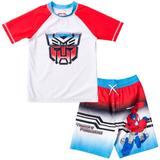 Transformers Optimus Prime Toddler Boys Rash Guard and Swim Trunks Outfit Set Toddler to Big Kid