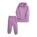 JDEFEG Boys Sweatshirt Set Kids Toddler Baby Girls Boys Autumn Winter Warm Thick Solid Cotton Long Sleeve Lined Tops Hooded Hoodie Pants Sweatshirt Set Clothes Toddler Long Sleeve Shirt Purple 100