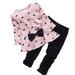 KmaiSchai Outfit De Navidad Para Ninas Sets Heart-Shaped Print Bow Cute 2Pcs Kids Set T Shirt + Pants Pk/110 Sweatpants And Hoodie Set For Girls Little Girl Clothes Size 7-8 Outfits For Young G
