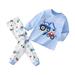 JDEFEG Girls Active Suit Girls Boys Toddler Soft Pajamas Toddler Cartoon Prints Long Sleeve Kid Sleepwear Sets Toddler Girl Pants Polyester Sky Blue 90