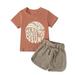 KmaiSchai Rainbow Girl Clothing Girl Outfit Sun Letter Short Sleeve Tops Solid Shorts 2Pcs Clothes Outfits Rose Outfit 3 Month Girl Ups Outfit Boy Fall Clothes 3-6 Months Gi