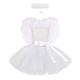 Kids Baby Girls Angel and Devil Costumes Halloween Christmas Carnival Fancy Dress Up Tutu Dress+Feather Angle Wings+Angel Halo Headband Valentine's Day Cupid Fairy Outfit White 3pcs 6-12 Months