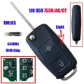 Clé télécommande à rabat 434MHz pour VW Bora Golf Polo Passat Touran Seat Skoda puce ID48 753N