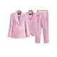 Blazer Formel en Glaand pour Femme Pantalon Trempé Marine Rose Orange Bureau Dames Manches