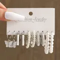 Ensemble de boucles d'oreilles créoles en perles d'argent pour femmes boucles d'oreilles papillon