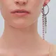 Boucles d'oreilles en forme de C pour femmes 1 paire chaîne gland strass rose Clip d'oreille