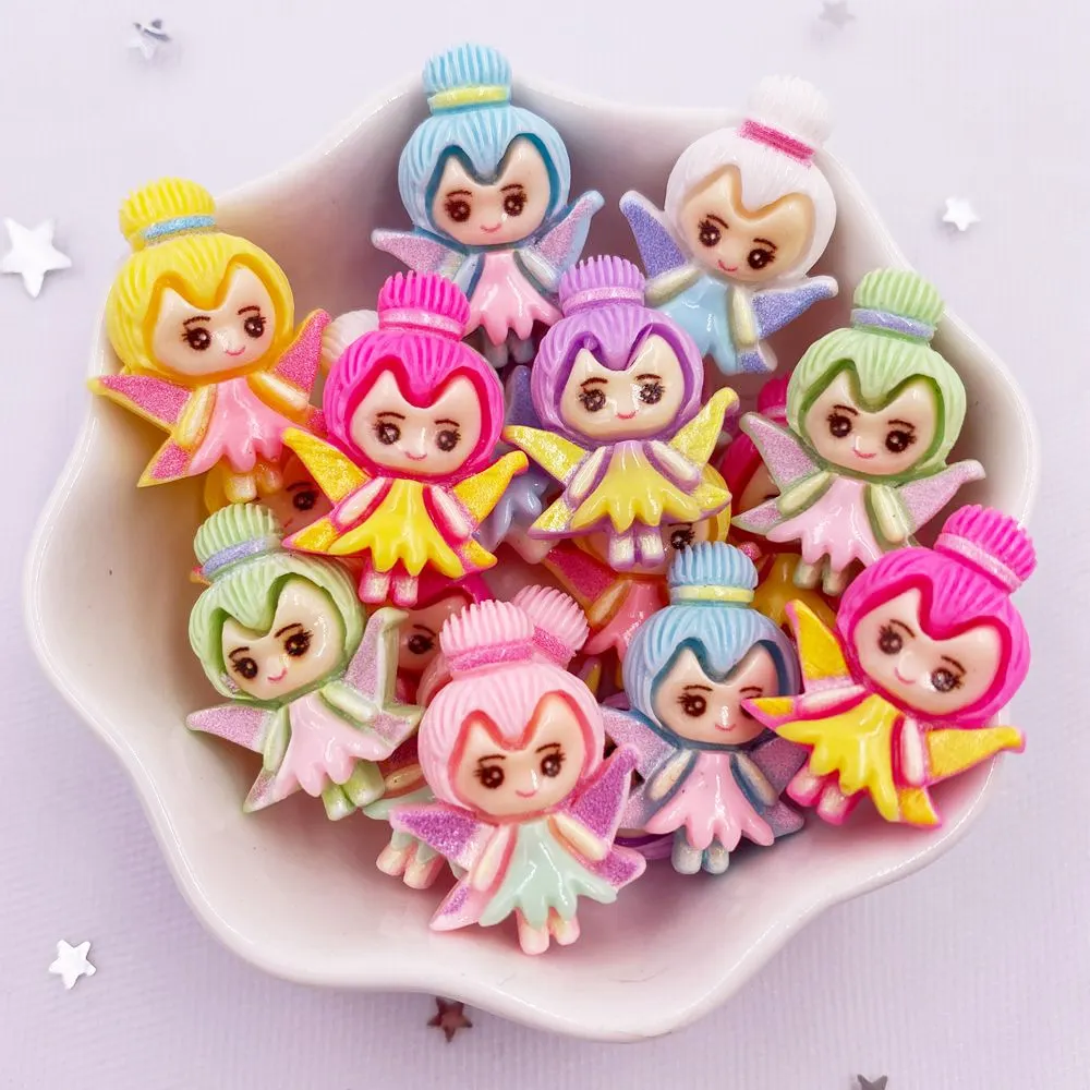 Mignon coloré résine fleur fée princesse fille Anime Flatback Cabochon Scrapbook Figurine 20 pièces bricolage accessoire décor à la maison artisanat