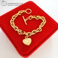 Bracelets à breloques plaqués or pour femme gros coeur bracelets d'étiquette bijoux de mariage