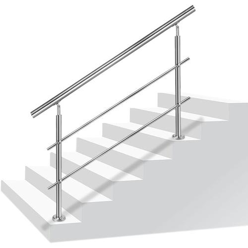 Geländer 80cm Edelstahl Treppengeländer Winkelverstellbar Handläufe mit Kugelring & 2 Pfosten Innen