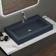 Doporro - Lavabo Suspendu Vasque à Poser Gris Noir Mat 73cm Lave Mains Rectangulaire Colossum18
