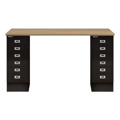 Bisley Schreibtisch »MultiRange« eichefarbene Platte mit 12 Schubladen schwarz, 140x74x60 cm Image